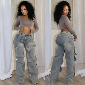 Pantalons en <span class=keywords><strong>jean</strong></span> pour femmes Autumn Street, coupe droite, jeans tendance, boutons, pantalons en <span class=keywords><strong>jean</strong></span> grande taille, jeans tendance pour femmes - Product Image 4