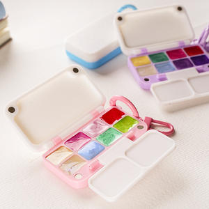 Caja de <span class=keywords><strong>paleta</strong></span> de acuarela viaje Mini Gouache bandeja mezcladora Graffiti Nail Art pintura acrílica portátil 8 colores caja de <span class=keywords><strong>paleta</strong></span> de pintura - Product Image 1
