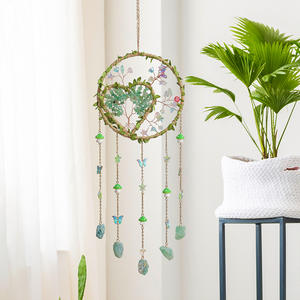 <span class=keywords><strong>Attrape</strong></span>-rêves Arbre de Vie en pierre de cristal, tissage artisanal, carillon éolien, décoration de chambre d'inspiration nordique - Product Image 4