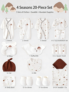Set Regalo 20 Pezzi di Vestiti <span class=keywords><strong>per</strong></span> Neonati in Cotone, Scatola Regalo con Stampa Carina a Forma di Castagna <span class=keywords><strong>per</strong></span> Baby Shower, 0-12 Mesi con Accessori - Product Image 5