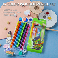 Ensemble de crayons de couleur macaron en bois HB Standard 12 couleurs pour enfants 18*0.6CM Logo personnalisable
