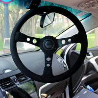 Setir Balap 14-inci Cekung Berbahan Suede dengan Sistem Lepas-Pasang Cepat untuk Mazda 6/Lingzhi/Fit/Swift/Lancer Evolution OLIVER Fitment