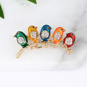 Broche Five Birds, Bijoux de Mode, Cadeaux de Banquet, Badges pour Vêtements, Bijoux pour Femme, Décoration Vestimentaire - Product Image 3