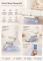 Lit de massage de luxe à base lumineuse LED, commande au pied, 3 moteurs, haute capacité de charge, en cuir synthétique, pour usage commercial, hôtelier, entrepôt, école