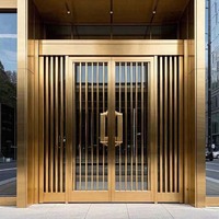 Nouvelle Porte Battante en Verre à Charnière au Sol en Alliage d'Aluminium, Finition Noire, Garantie 3 Ans, Idéale pour Supermarchés et Salons