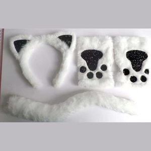 Set Cosplay di gatti di Halloween Costume da cartone animato per <span class=keywords><strong>bambini</strong></span> carino animale bianco gatto Cosplay orecchie in poliestere per entrambi i sessi - Product Image 1