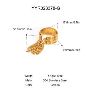 אירופה ארצות הברית הברית הברית 18 קארט מצופה זהב טיטניום תכשיטים נשים מתכווננת טבעת כדור פלדה משובצת - Product Image 6