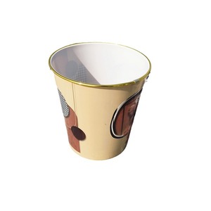 Colorful Gold Rimmed <b>Plastic</b> Trash Cans Cylindrical Decorative Indoor Waste Bins For Living Room <b>Kitchen</b> Bathroom - Product Image 5