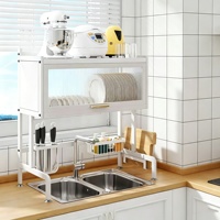 Égouttoir télescopique en métal non pliable pour évier, support de rangement de cuisine anti-poussière pour porte d'armoire, pour assiettes et bols