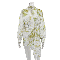 2025 nouveau imprimé Robe courte Femme décontracté robes florales femmes Wrap Robe d'été