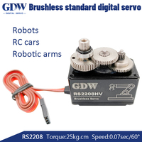 Moteur servo numérique à couple élevé GDW RS2208 25KG avec engrenage métallique pour bras robotique, voiture RC et drone pour pièces d'avion RC