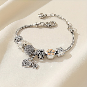 Panjia-Bracelet en cuivre vintage, perles croisées, couronne perlée, goutte d'huile, serrure de coeur, <span class=keywords><strong>diamant</strong></span> collant - Product Image 2