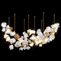Nouvelle Suspension LED en Céramique de Taille Moyenne à Télécommande, Motif Pétale Floral, 220V, Dimmable, CRI 90 Élevé, pour Décoration d'Hôtels et de Gîtes