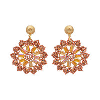 Pendientes Largos Hechos a Mano con Cuentas en Forma de Flores Bohemias con Acero Inoxidable Chapado en Oro de 18K - Joyería de Fiesta para Mujer
