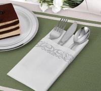 Serviettes Papier Restaurant Imprimé Logo Personnalisé Airlaid Papier Avec Couteau Et Fourchette Bouche Serviettes
