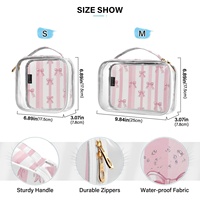 Lot de 2 trousses de toilette de voyage transparentes en PVC avec motif floral rose hawaïen pour femmes