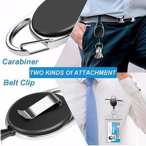 Porte-badge rétractable avec mousqueton et clip ceinture, porte-clés, support de carte d'identité, cadeau pour employé de bureau ou infirmière, disponible en entrepôt local - Product Image 4
