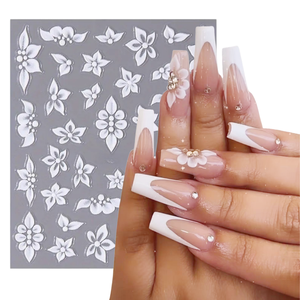 Chaud 5D Relief Acrylique Fleur Ongles Autocollants Auto-Adhésif Fleur <span class=keywords><strong>Kawaii</strong></span> Manucure Stickers pour DIY Nail Art Relief D'été Nail Decal - Product Image 6