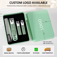 JM Popular Kit de Cortaúñas Portátil de Acero Inoxidable, Set de Manicura de 5 Piezas con Estuche, Regalo para Mujer