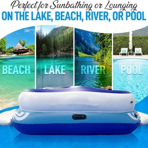 Île flottante gonflable en PVC 129*95*28 pouces pour 4 adultes, radeau de fête avec 4 porte-gobelets pour lac, plage, rivière ou piscine - Product Image 6