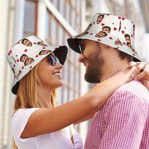 Bob unisexe personnalisé avec photo, motif d'amour imprimé, style pêcheur, avec motif de dessin animé en tissu tissé, cadeau personnalisé unique - Product Image 2