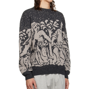 2025 Tùy Chỉnh Người Đàn Ông Trọng Lượng Nặng <span class=keywords><strong>Jacquard</strong></span> Crewneck Mùa Đông Áo Thun Thoáng Khí Đan Len Lụa Pha Trộn Áo Len Tùy Chỉnh Hàng Dệt Kim - Product Image 3