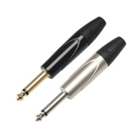 Prise mono TS 6,35 mm, connecteur audio 1/4 pouce, compatible avec câble de 5-6 mm, noir, or, nickel, type à souder, pour haut-parleur, câble de guitare, studio de musique
