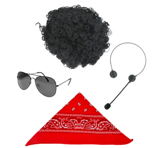 Peluca negra rizada Punk Rocker Disco para adultos 70s Accesorio de <span class=keywords><strong>disfraz</strong></span> de <span class=keywords><strong>Halloween</strong></span> para vestido de fantasía de Pascua - Product Image 1