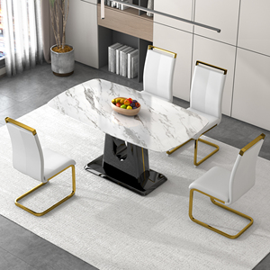 Moderno tavolo da pranzo di lusso di alta qualità Hotel mobili Rock Top con pannello di vetro in legno stile per casa uso appartamento per il bagno - Product Image 3