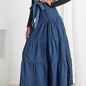 New Fashion Custom Logo Vintage <b>Skirt</b> Casual <b>Elastic</b> A-Line <b>Skirt</b> High Quality Denim <b>Skirts</b> for Women - Product Image 5