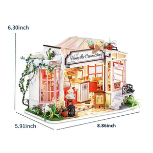 <span class=keywords><strong>Robotime</strong></span> Rolife 3D Puzzles en bois DG148 Miel Magasin de glaces DIY <span class=keywords><strong>Miniature</strong></span> Maison de poupée Artisanat en bois - Product Image 2