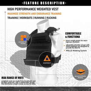 HUISHENG gilet tattico ponderato regolabile <span class=keywords><strong>per</strong></span> la <span class=keywords><strong>forza</strong></span> <span class=keywords><strong>e</strong></span> l'<span class=keywords><strong>allenamento</strong></span> di <span class=keywords><strong>resistenza</strong></span> Fitness tattico Running - Product Image 2