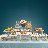 Socle carré en céramique blanche Dessert Table Display Set Cube Buffet Alimentaire Présentoir Gâteau Stands Pour Gâteaux De Mariage