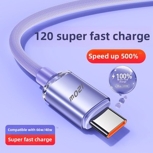 120W 6A USB C Để Loại C Nhanh Chóng Sạc Cáp Dữ Liệu Bện Nylon USB Type-C Tinh Khiết Đồng Cho Huawei Máy In IOS Máy Tính - Product Image 5