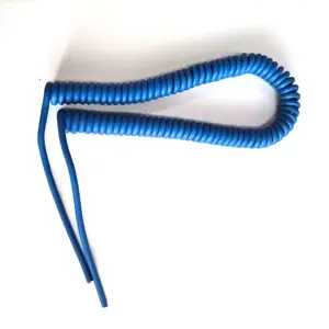 Cabo de bobina flexível, azul, máquina industrial, fio espiral, pu, mola, cabo de bobina elétrica