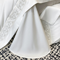 Parure de lit quatre pièces en coton longue fibre double brin, écologique, 200 fils/cm², avec housse de couette brodée, toutes saisons