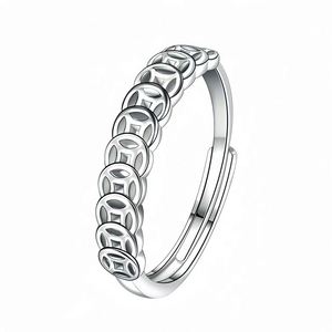 Anillos de Pareja con Diseño de Moneda Tradicional China, Anillo Ajustable para Parejas, Anillo de la Buena Suerte, Anillo de Moneda Antigua China - Product Image 6