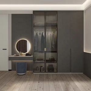 Armoire sur mesure <span class=keywords><strong>de</strong></span> luxe avec portes coulissantes en verre et charnières, design moderne, pour chambre à coucher, salon ou <span class=keywords><strong>atelier</strong></span> - Product Image 2