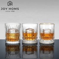 Verres à whisky et scotch en verre à la mode ancienne, fabriqués à la machine, 11 oz, personnalisés, classiques, sans plomb, avec bord doré, vente en gros directe usine