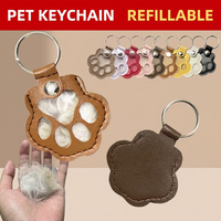 Porte-clés en cuir Patte de chat, pendentif de rangement pour poils d'animaux, exquis et mignon, multicolore, pour sac