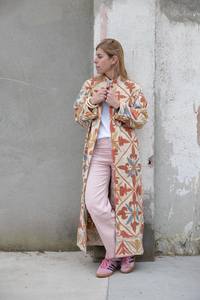 Chaqueta Acolchada Larga con Bordado Floral, Forro de Algodón Ecológico para Invierno y Otoño, Estilo Crewel, Regalo Especial de Navidad, Clásica - Product Image 3