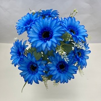 Buket Bunga Gerbera Daisy Buatan dari Sutra, Bunga Daisy Afrika dengan Daun Hijau untuk Dekorasi Vas Meja Pernikahan dan Rumah