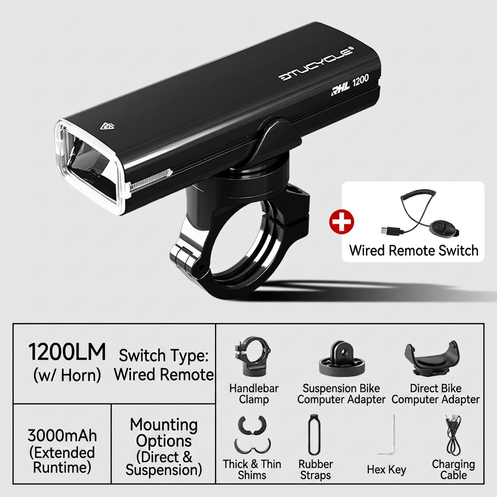 Noir 1200 lumens-avec klaxon
