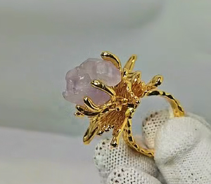 Modische 18k Vergoldete Schmuckstücke Lila Kristall Echte Edelstein-Ringe Naturstein-Ringe für Männer und Frauen - Product Image 4