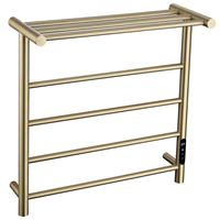 Calentador de Toallas Inteligente de 60x60.5cm, Acabado Dorado en Latón Cepillado, Acero Inoxidable 304, Montado en Pared, Toallero Calefactado Inteligente para Baño