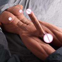 Weiblicher Masturbator Halber Körper 8,5 Zoll Dildo Großer Penis Realistisches Analloch Muskelvoller Oberkörper Männlicher Torso Liebespuppe für Frauen Schwule Männer