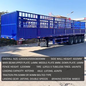 Semirremolque <span class=keywords><strong>de</strong></span> Carga <span class=keywords><strong>con</strong></span> Barandas Laterales <span class=keywords><strong>de</strong></span> 4 Ejes y 48 Pies para Camioneta - Product Image 1