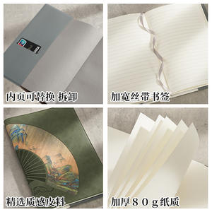 Carnet en cuir de style chinois rétro, tendances créatives, reliure sans fil, impression numérique, bloc-notes cadeau, papier Daolin 80g - Product Image 4