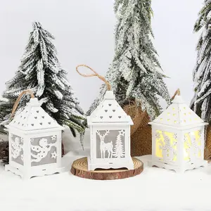 ต้นคริสต์มาสไม้ตกแต่งบ้านไม้กล่องมนุษย์หิมะกวางแองเจิลมินิบ้านขนาดเล็กที่มีไฟ LED Navidad เครื่องประดับ2023