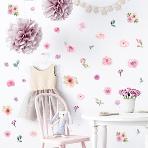 Promoción barato Rosa flor acuarela niña boda fiesta troquelado decoración autoadhesivo <span class=keywords><strong>para</strong></span> dormitorio impresión pegatinas de pared - Product Image 4
